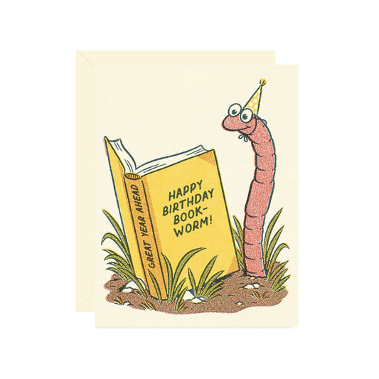 Book Worm Birthday Card