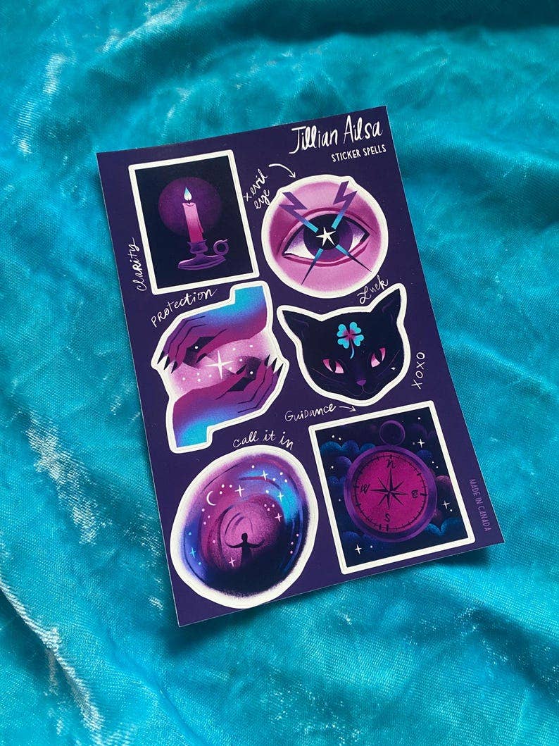 Sticker Spells - Luck, protection, guidance, clarity, witchy stickers
