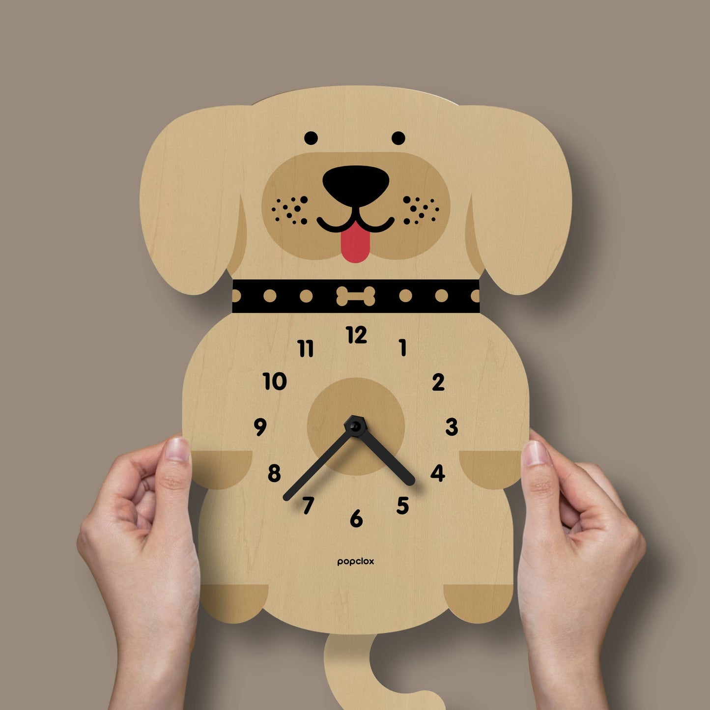 Puppy Pendulum Clock - Wood: Brown