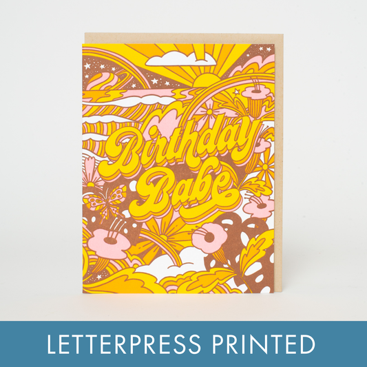 Birthday Babe Psychedelic Letterpress Greeting Card by Hello!Lucky