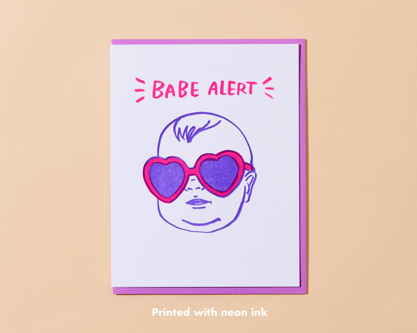 Letterpress New Baby Card—Babe Alert (Minimal, Cute)