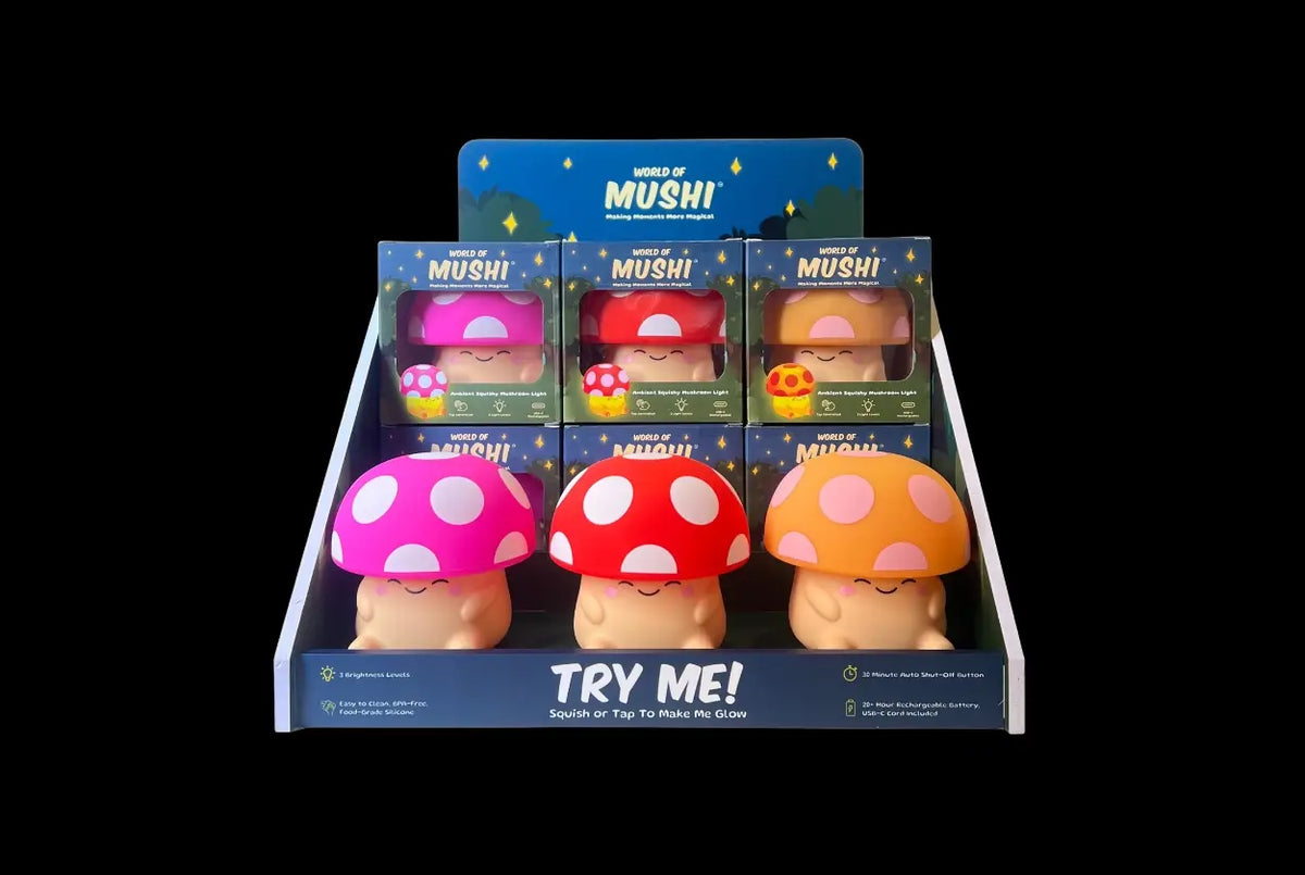 Mushi Ambient Mushroom Night Light - Squishy Silicone USB-C