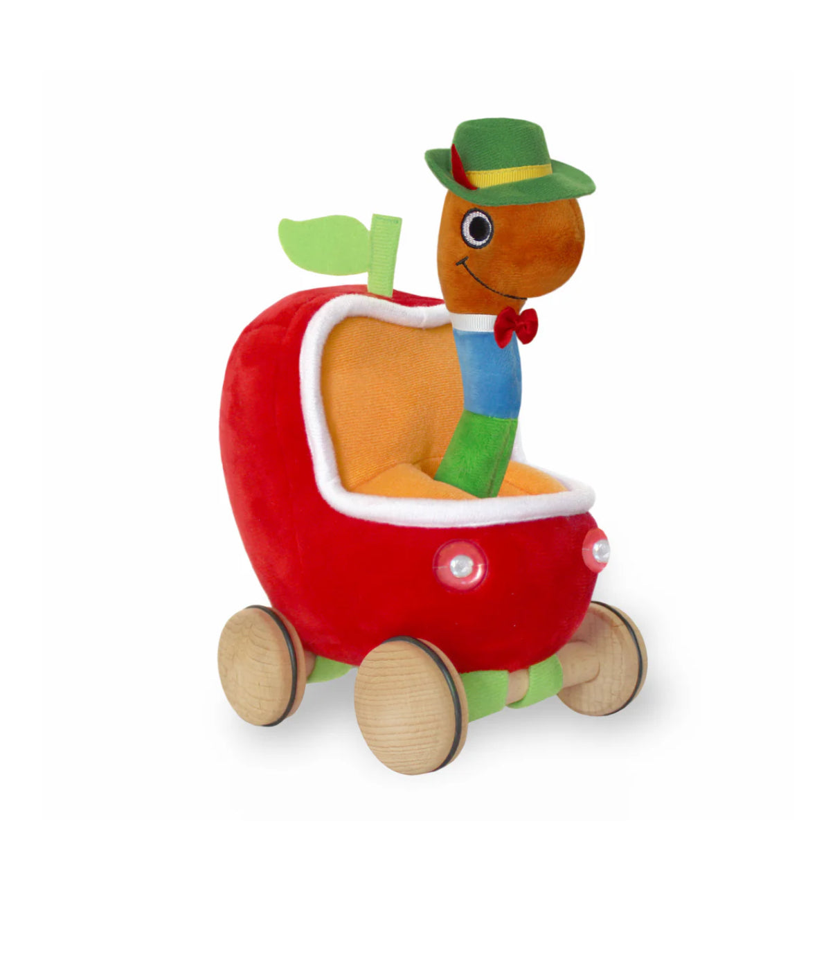 LOWLY WORM SOFT TOY WITH APPLECAR