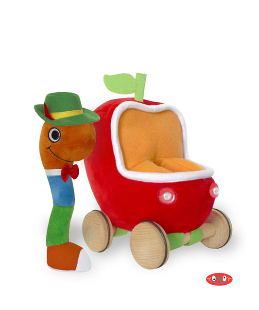 LOWLY WORM SOFT TOY WITH APPLECAR