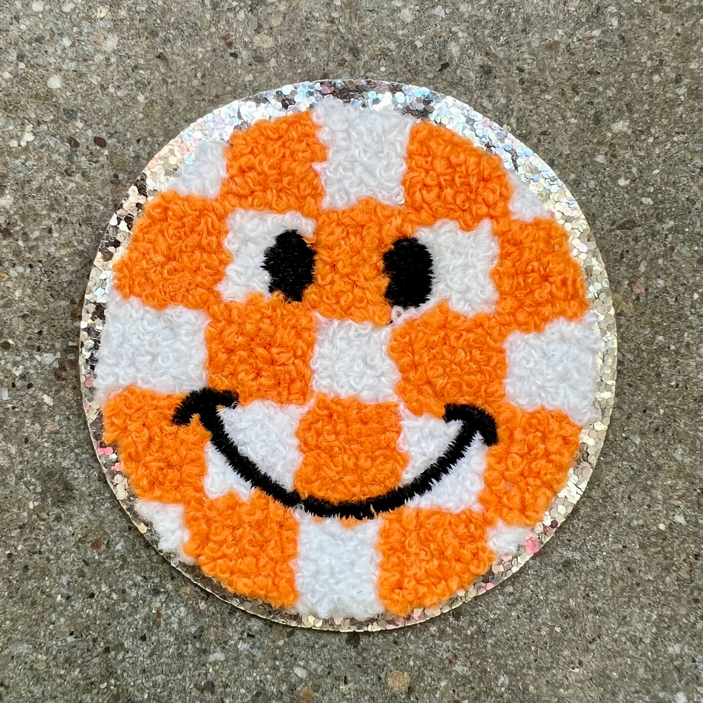 Smiley Orange Checkerboard Patch
