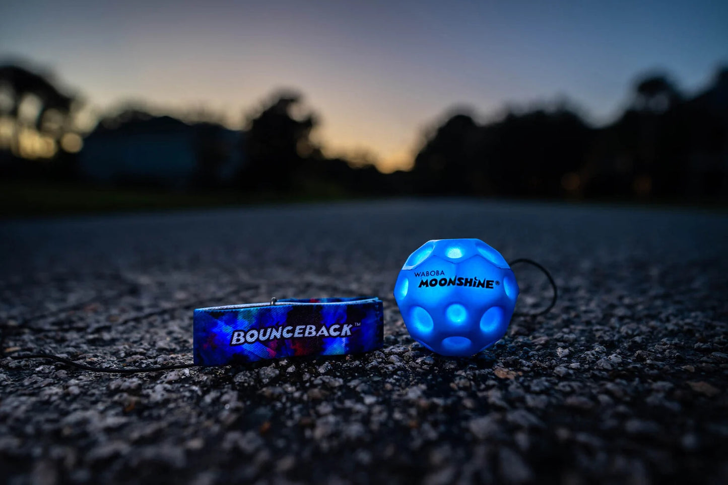 LED Bounceback Moon Ball on Leash