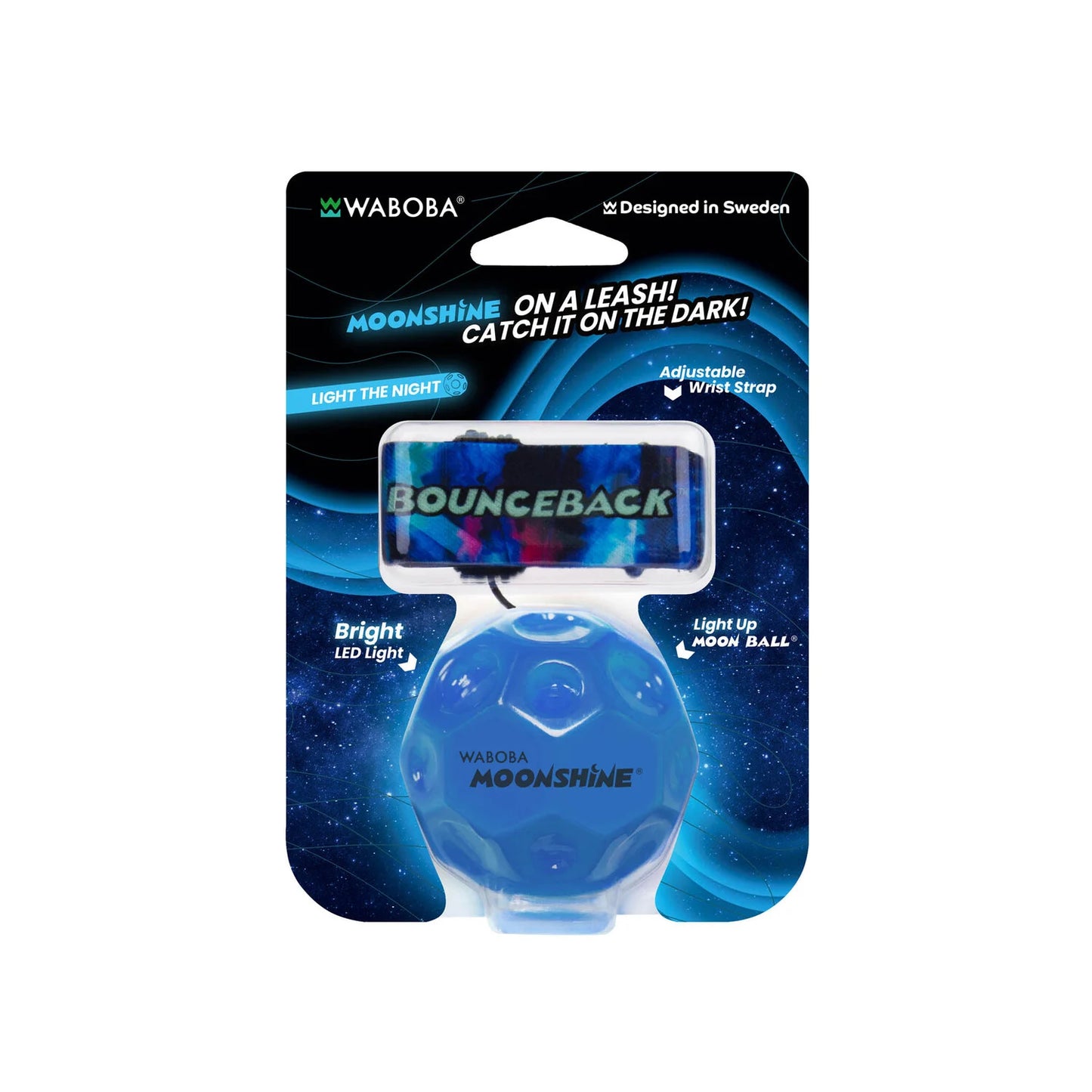 LED Bounceback Moon Ball on Leash