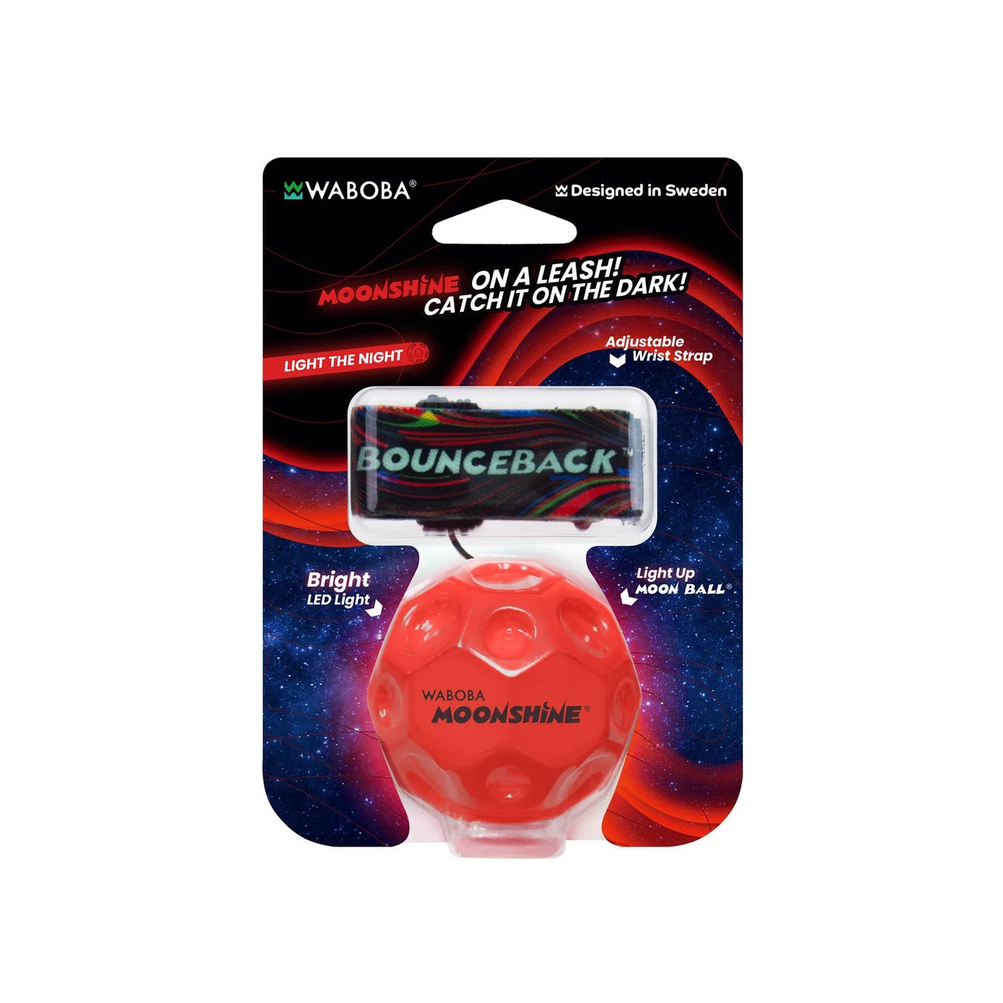 LED Bounceback Moon Ball on Leash