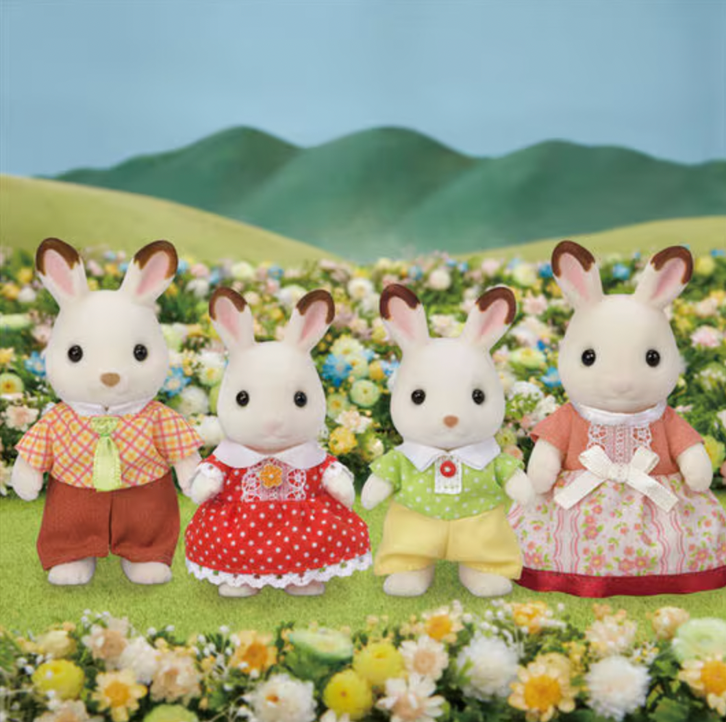 Calico Critter Chocolate Rabbit Family
