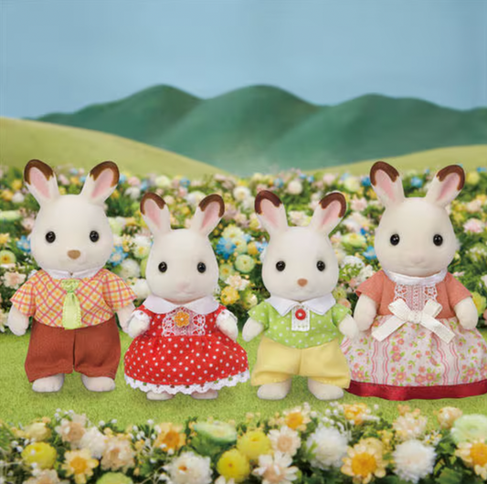 Calico Critter Chocolate Rabbit Family
