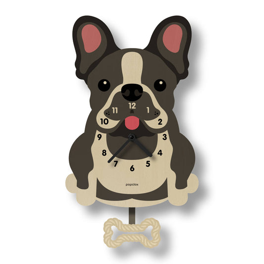 French Bulldog Pendulum Clock - Wood