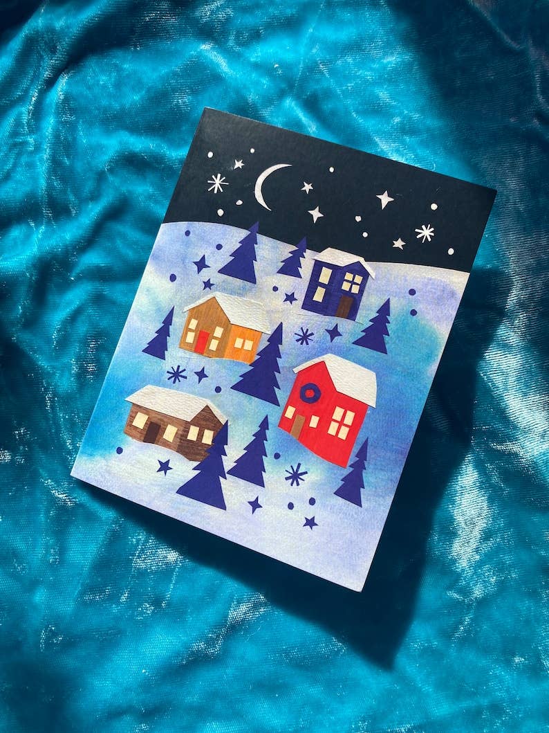 Snowy Winter Homes Greeting Card
