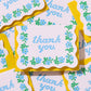 Box Set—Letterpress Thank You Notecards—Floral Crossstitch