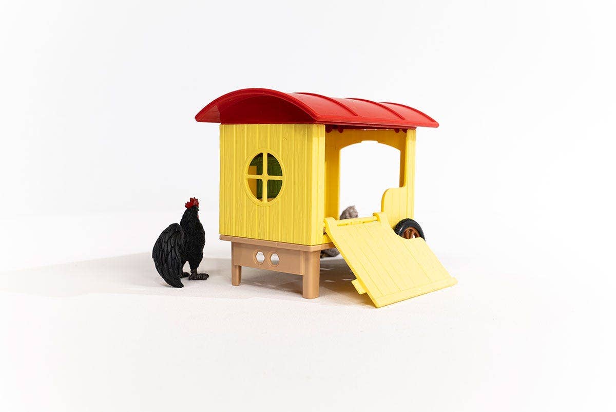 Mobile Chicken Coop Farm Figurine Toys Play Set