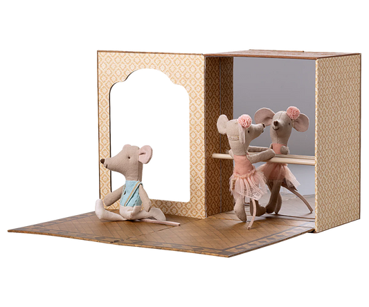Ballet mice in dance studio, Little sister and brother