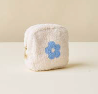 Teddy Pouch - Square Flower Blue