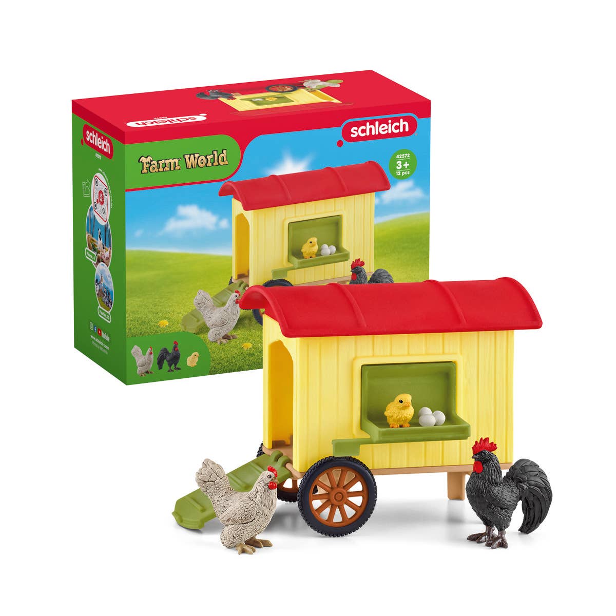 Mobile Chicken Coop Farm Figurine Toys Play Set