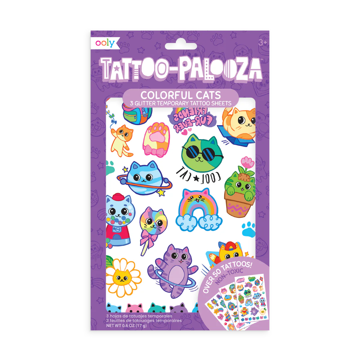 Colorful Cats - Temporary Tattoos