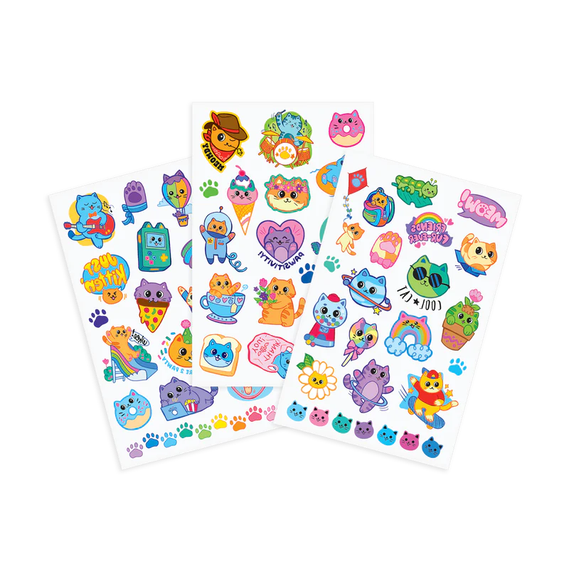 Colorful Cats - Temporary Tattoos