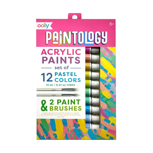 Pastel Paintology Acrylic Paints + 2 Brushes
