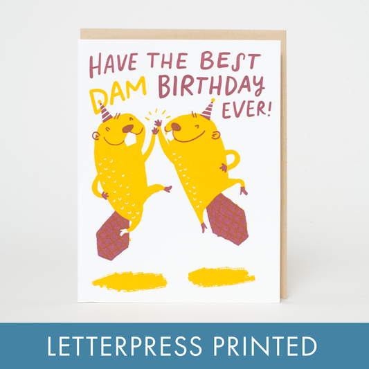 Birthday Beavers Punny Letterpress Greeting Card by Hello!Lucky