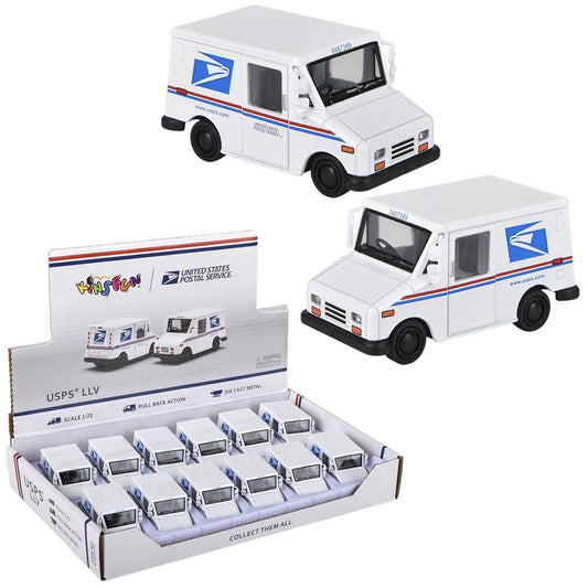 2.5" Diecast Pull Back Mini Postal Carrier Truck 12Ct