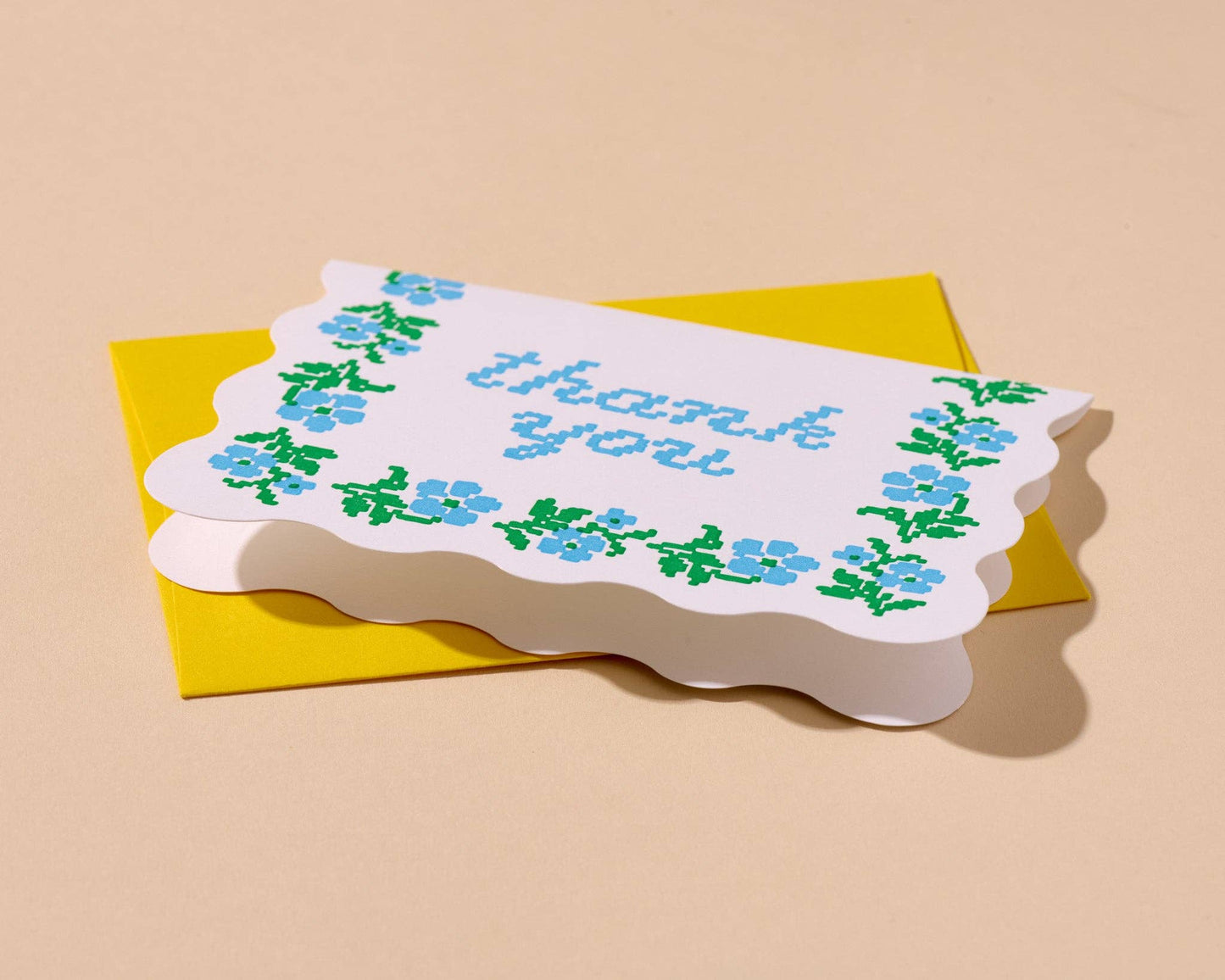 Box Set—Letterpress Thank You Notecards—Floral Crossstitch