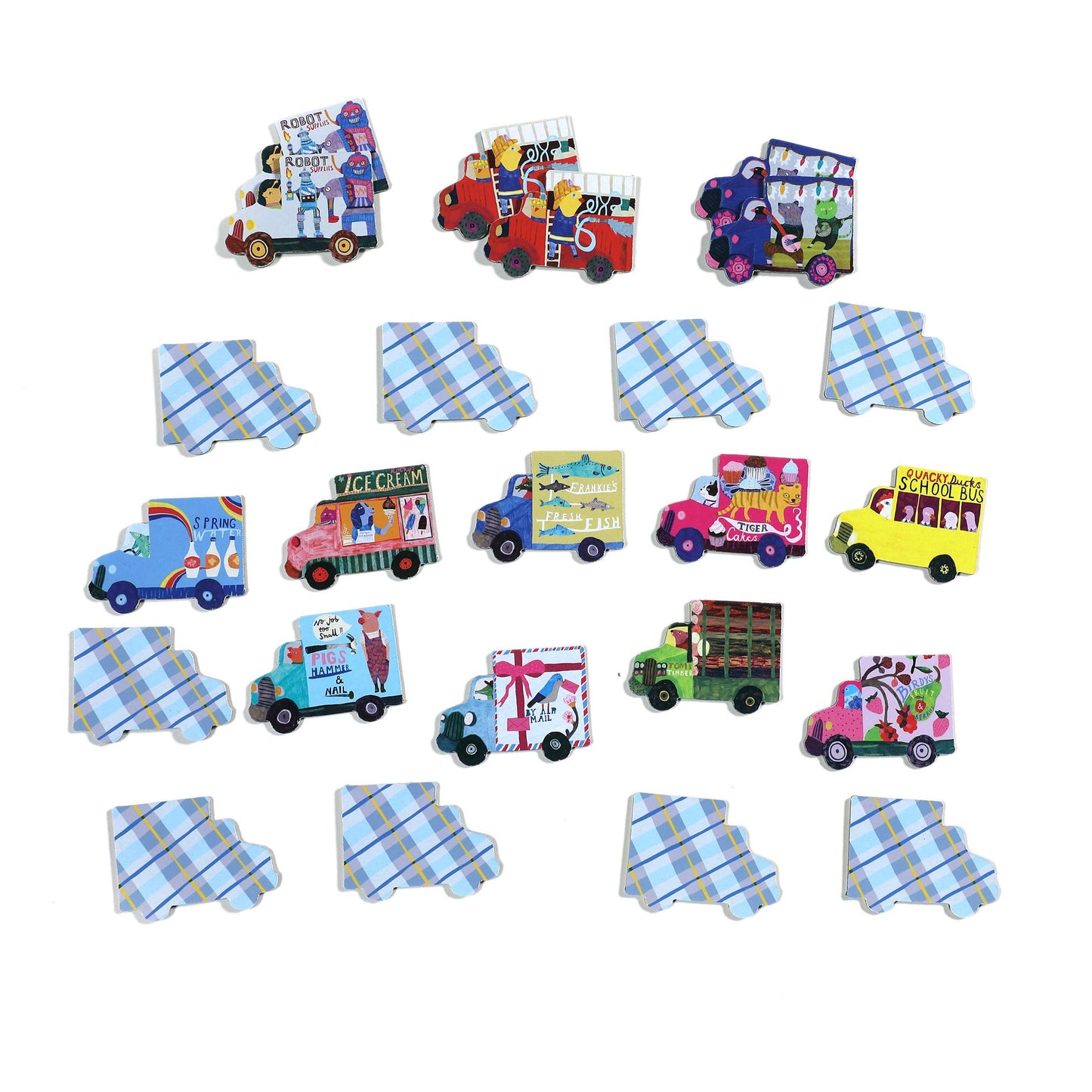Trucks and a Bus Little Matching Game