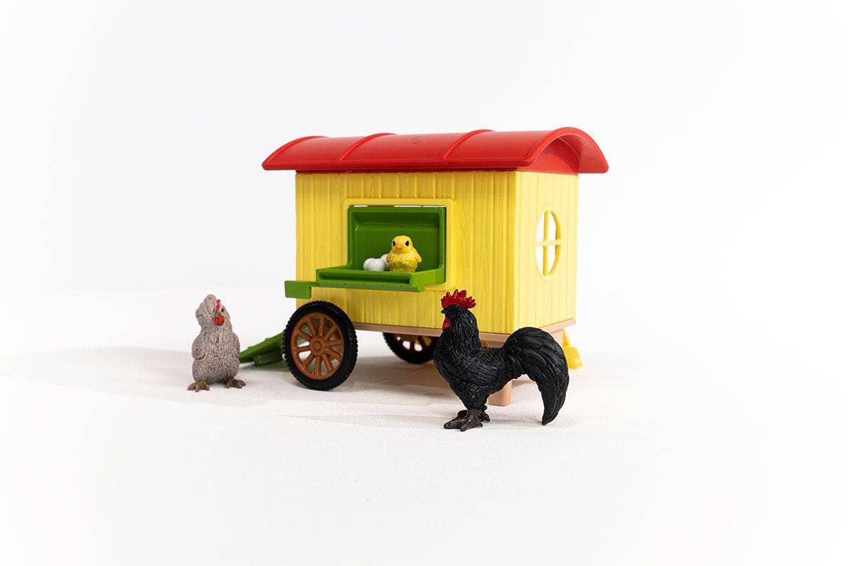 Mobile Chicken Coop Farm Figurine Toys Play Set