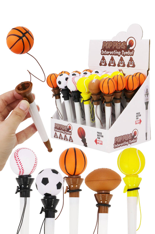 Sports Ball Bouncing Ejection Pen - 24 Pcs