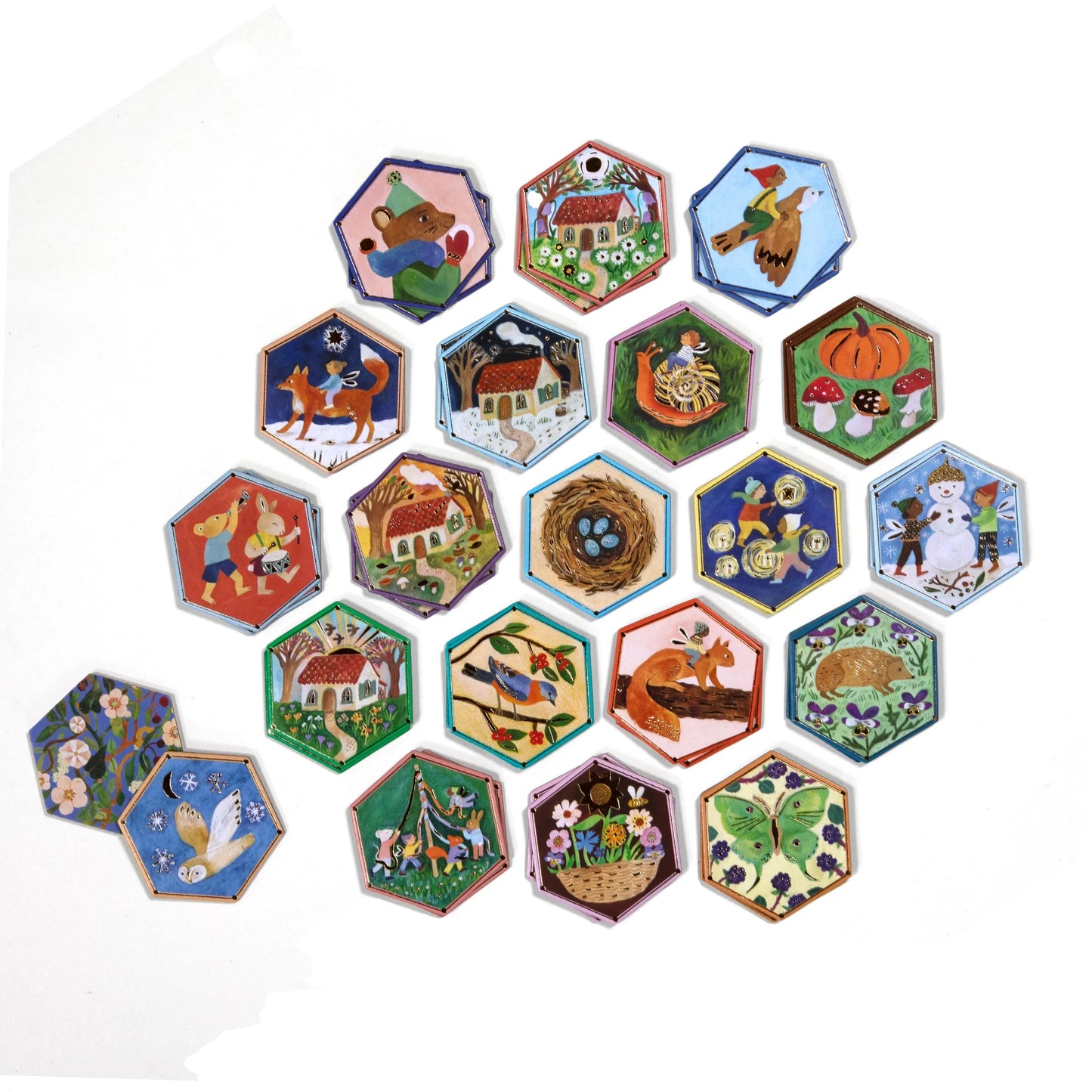 Cottage Fairies Hexagon Memory Matching Game
