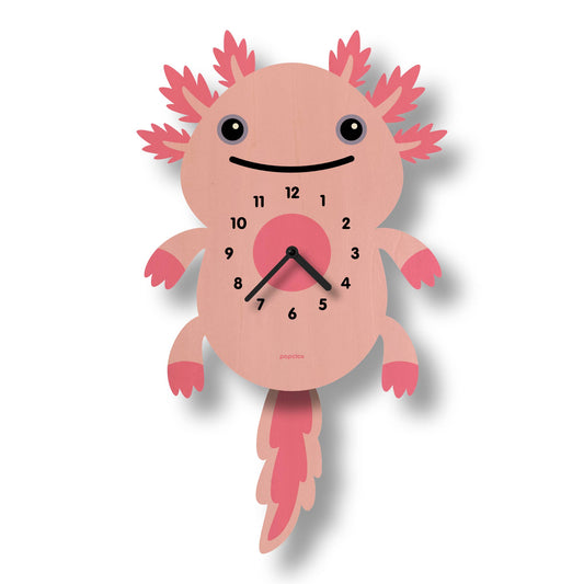 Axolotl Pendulum Clock - Wood