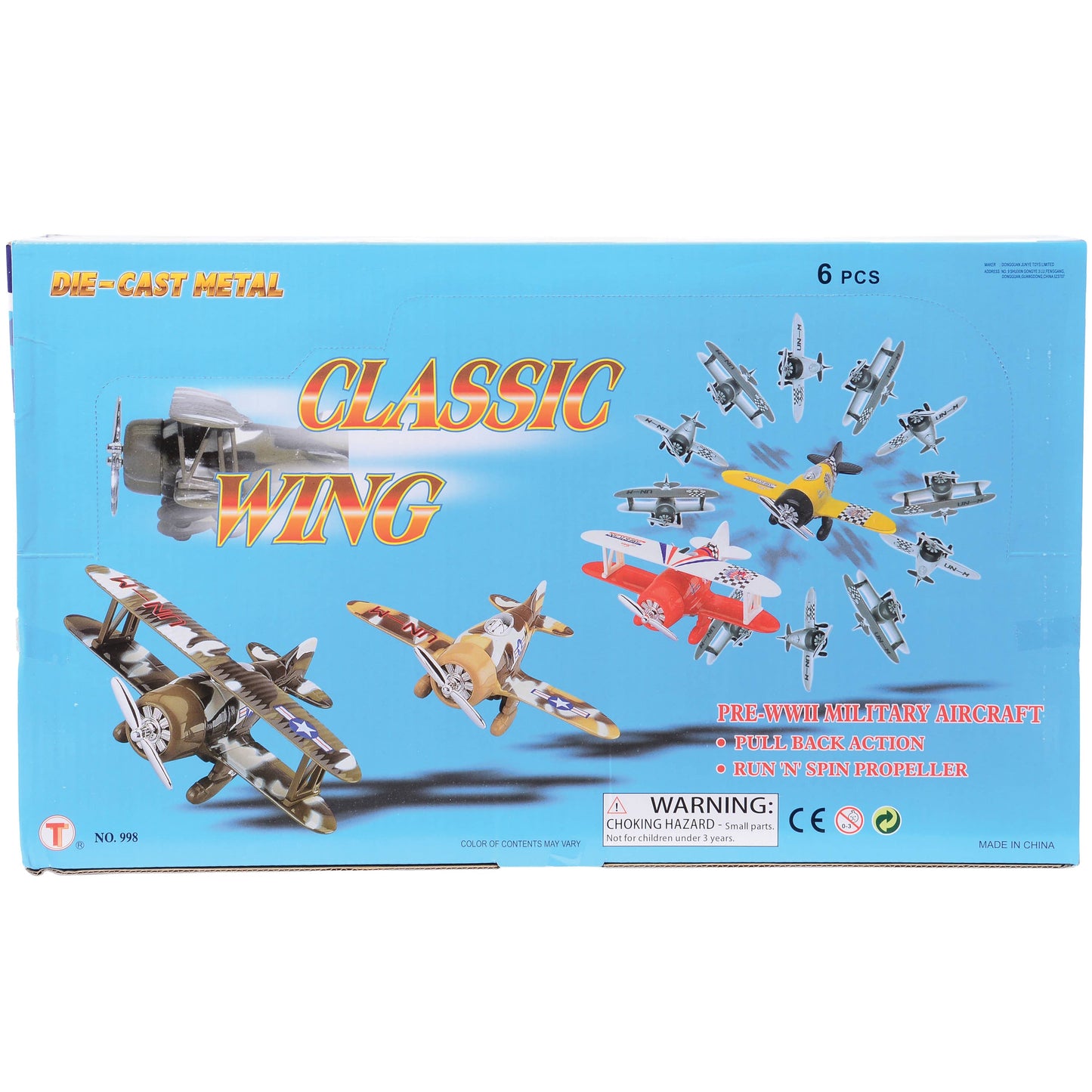 Classic Winged Die Cast Fighting Plane 6 Unit Display