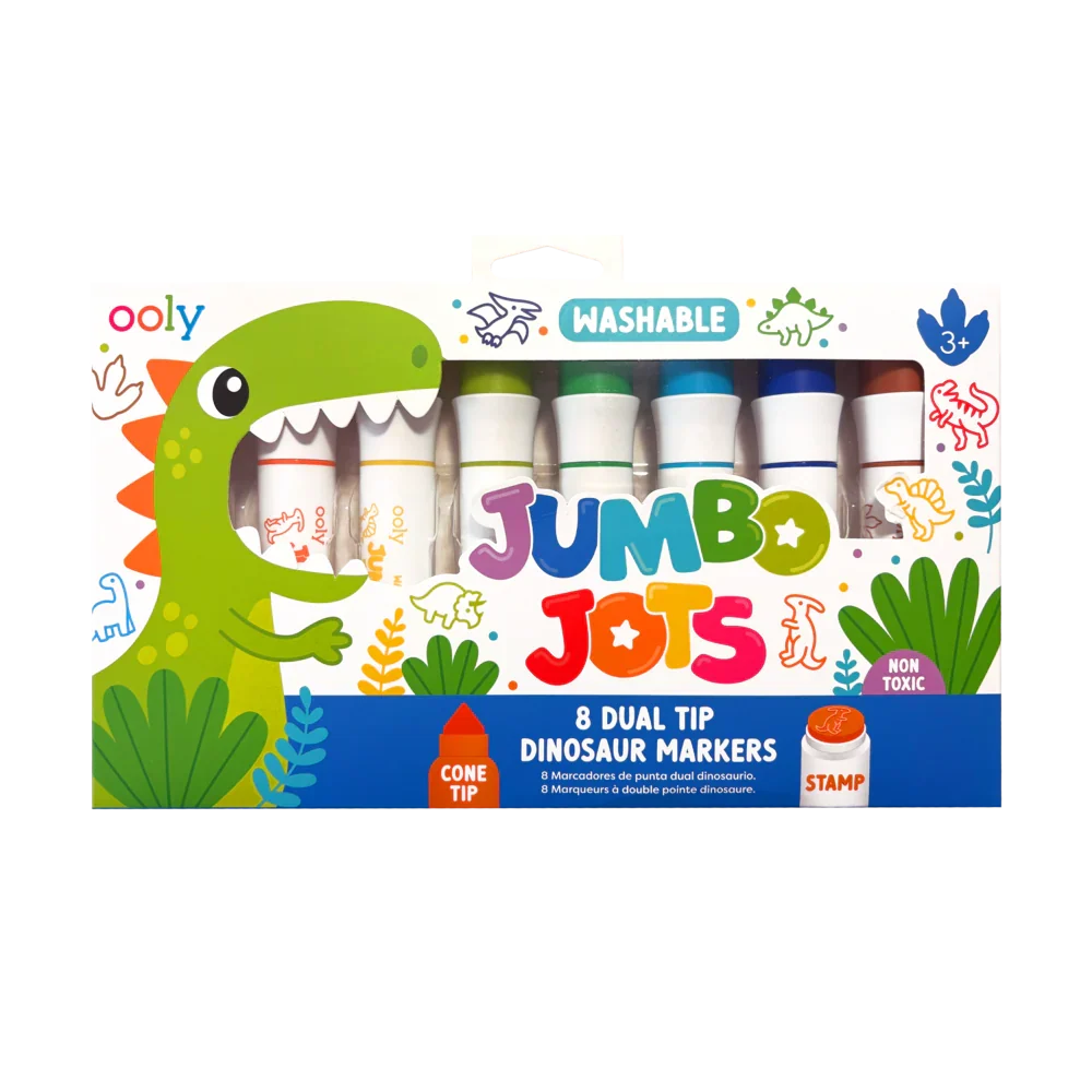 Jumbo Jots: Dual Tip Cone & Stamp Markers - Dinosaur