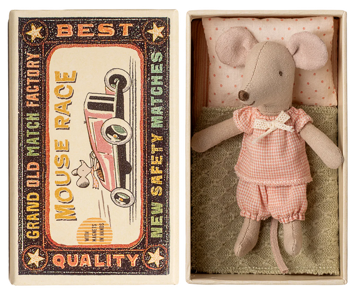 Little sister mouse in matchbox