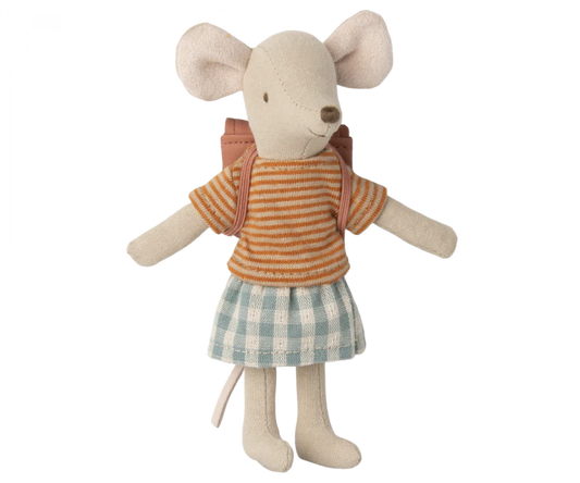 Tricycle mouse, big sister with bag - old rose