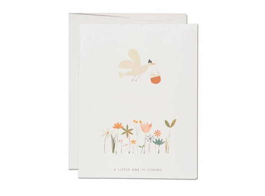Birdie in Basket baby greeting card