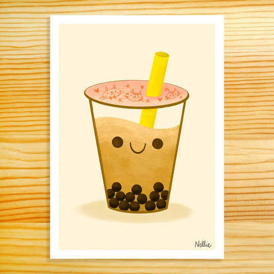 Boba Milk Tea 5x7in Art Print