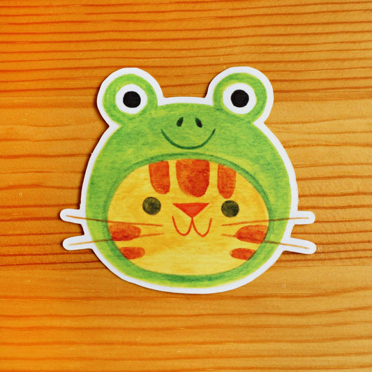 Frog Hat Cat Sticker