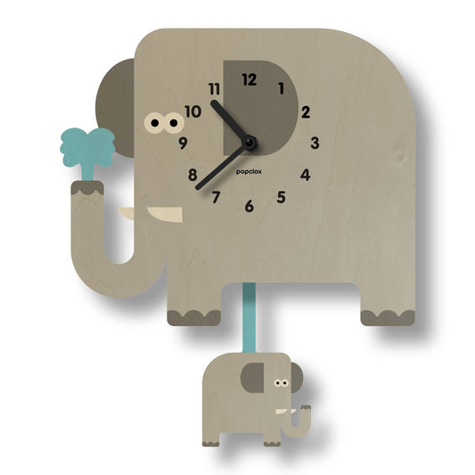 Squirt Elephant Pendulum Clock - Wood
