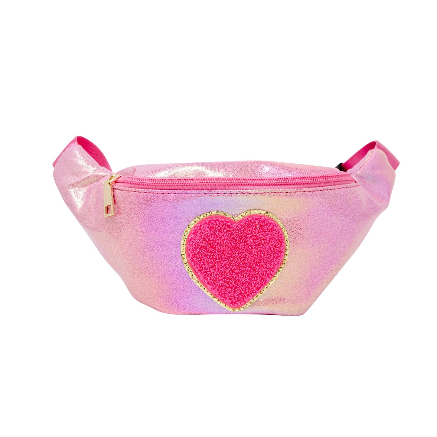 Shiny Heart Patch Sling Bag: Hot Pink
